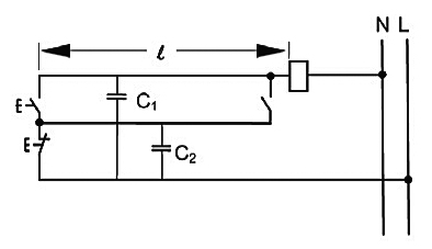 Rys. 3. Schemat połączeń dla wyzwalania przyciskiem, za pomocą przewodu trzyżyłowego 